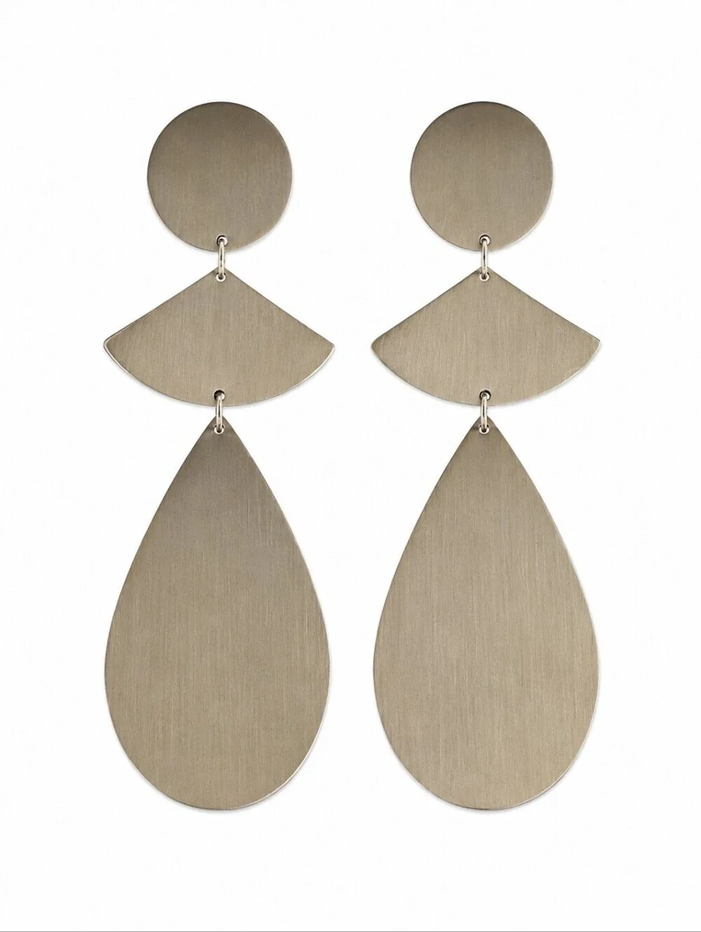 3/$30 Brushed Metal Geometric Teardrop Drop Clip-on Earrings